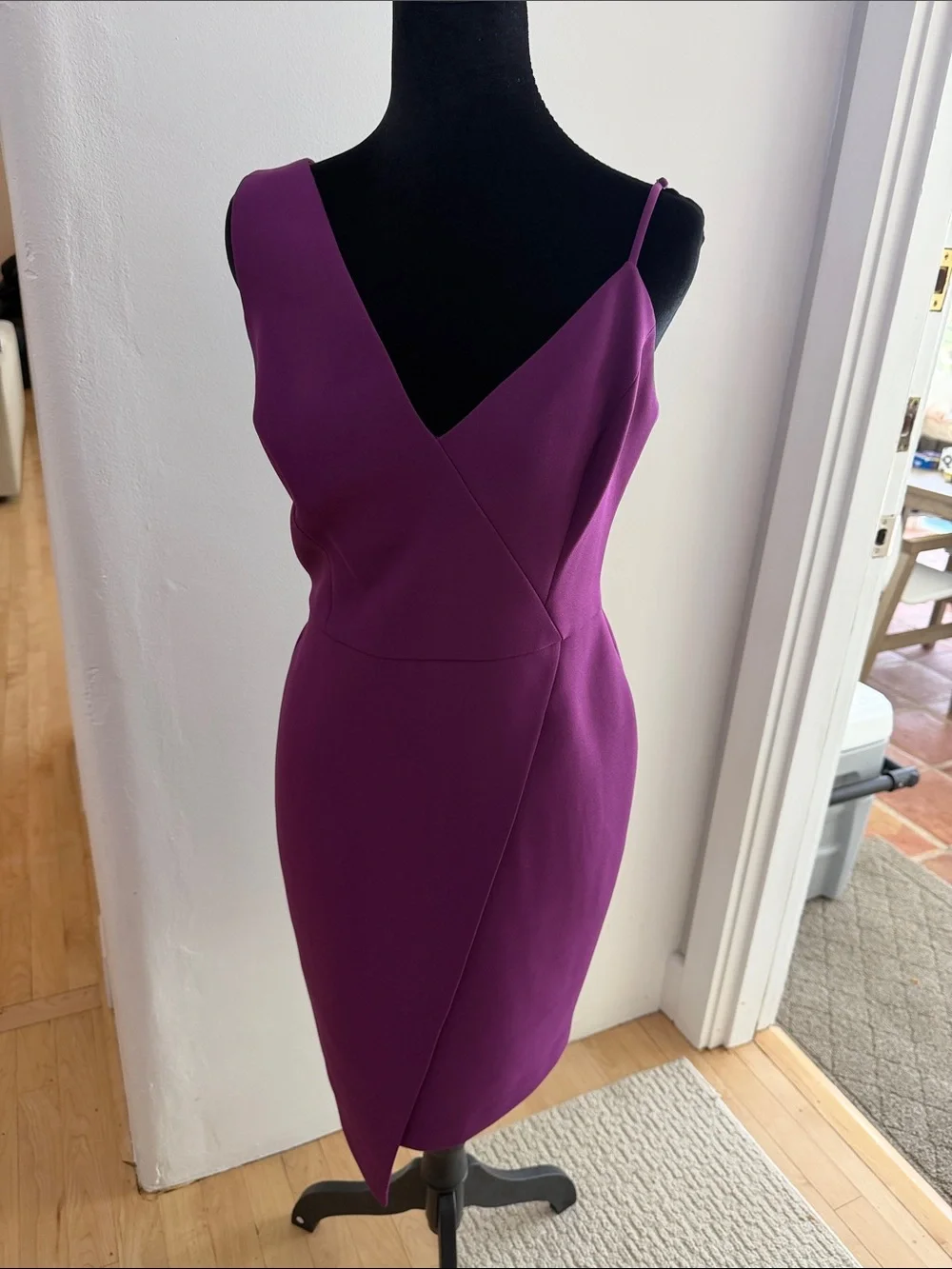 BCBGMaxAzria Magenta One-Shoulder Sheath Dress